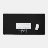 Minimalist Your Custom Text Name Monogram Black Schreibtischunterlage (Tastatur & Maus)