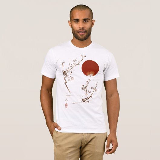 Minimalist Zen Japanese Sun and Plum Branch Design T-Shirt (Vorne ganz)