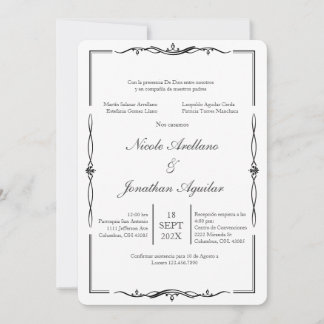 Minimalista blanco y negro invitación de boda einladung