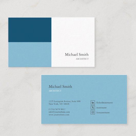 minimalista bloques geométricos azul elegante visitenkarte