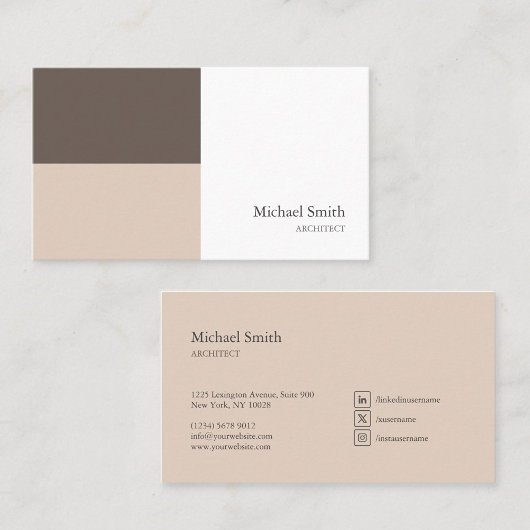 minimalista bloques geométricos marrón elegante visitenkarte