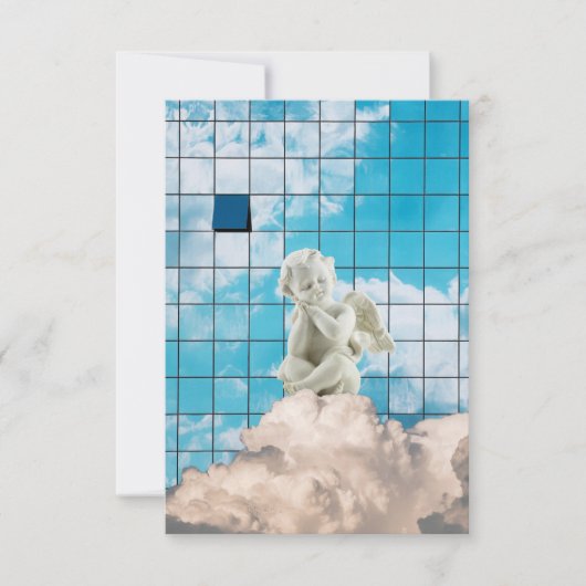 Minimalista Branco Místico Anjo Céu Visão Urbana Einladung (Vorderseite)