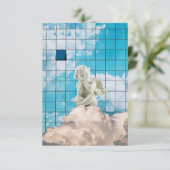 Minimalista Branco Místico Anjo Céu Visão Urbana Einladung (Stehend Vorderseite)