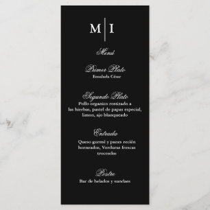 Minimalista color negro para cualquium event menükarte