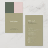 minimalista elegante moderna geometrica verde rosa visitenkarte (Vorne/Hinten)