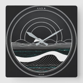 MINIMALISTE OCEAN Wall Clock, Square, Acrylic Quadratische Wanduhr