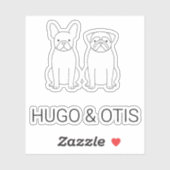 MinimalistFrenchie & Pug Custom Name Vinyl Sticker (Blatt)