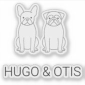 MinimalistFrenchie & Pug Custom Name Vinyl Sticker (Vorderseite)