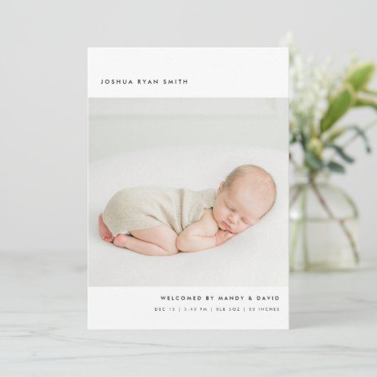 Minimalistic 4-Photo Collage New Baby Birth Ankündigung (Stehend Vorderseite)