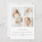 Minimalistic 4-Photo Collage New Baby Birth Ankündigung (Rückseite)