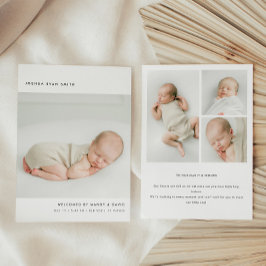 Minimalistic 4-Photo Collage New Baby Birth Ankündigung