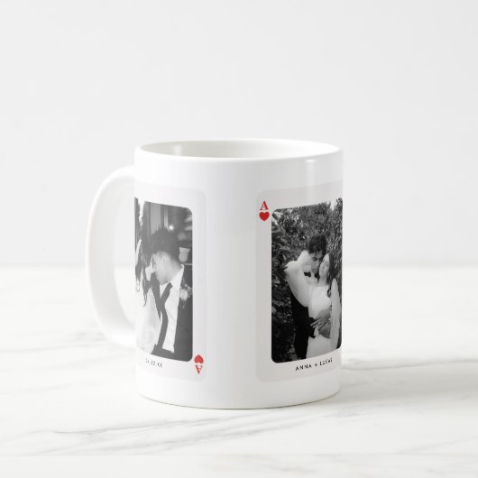 Minimalistic Ace of Hearts Couple 3-Photos Custom Kaffeetasse (Vorderseite Links)