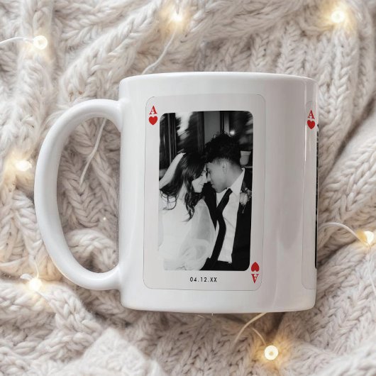 Minimalistic Ace of Hearts Couple 3-Photos Custom Kaffeetasse