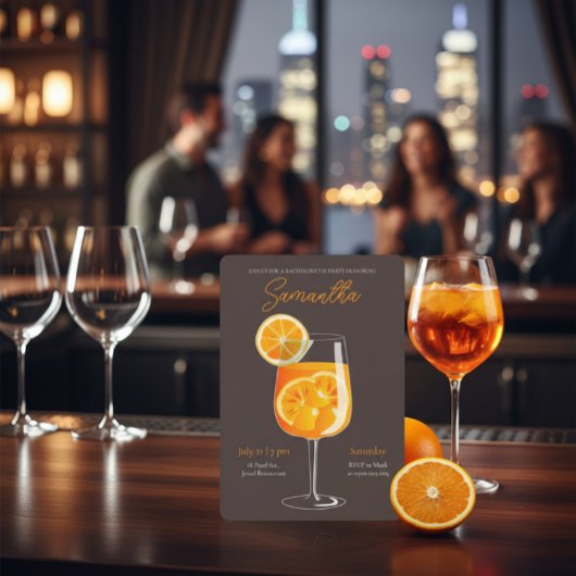 Minimalistic Aperol Spritz Bachelorette Party Einladung