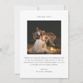 Minimalistic Black & White 2-Photo Wedding Dankeskarte (Vorderseite)