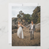 Minimalistic Black & White 2-Photo Wedding Dankeskarte (Rückseite)