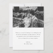 Minimalistic Black & White 2-Photo Wedding Dankeskarte (Rückseite)