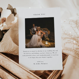 Minimalistic Black & White 2-Photo Wedding Dankeskarte