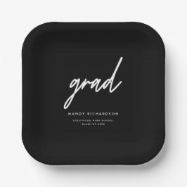 Minimalistic Black & White Custom Graduation Party Pappteller