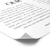 Minimalistic Black & White Leaf Wedding Vows Poster (Ecke)