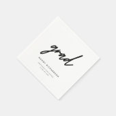 Minimalistic Black & White Script Graduation Party Serviette (Ecke)