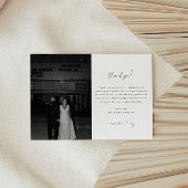 Minimalistic Black & White Script Wedding Photo Dankeskarte
