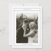 Minimalistic Black & White Wedding Photo Script Dankeskarte (Vorderseite)