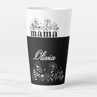 Minimalistic Black & White Wildflower Mama Custom Milchtasse