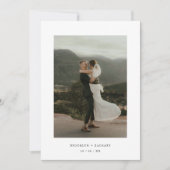 Minimalistic Bold Black & White Wedding Photo Dankeskarte (Vorderseite)