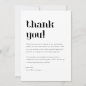 Minimalistic Bold Black & White Wedding Photo Dankeskarte (Rückseite)