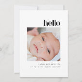 Minimalistic Bold "Hello" 5-Photo Baby Birth Ankündigung (Vorderseite)