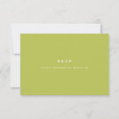 Minimalistic Bright Green Wedding RSVP QR Code Karte (Vorderseite)