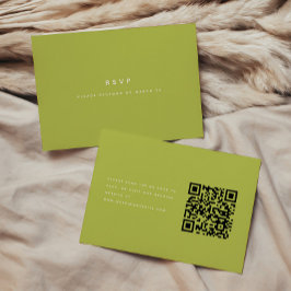 Minimalistic Bright Green Wedding RSVP QR Code Karte