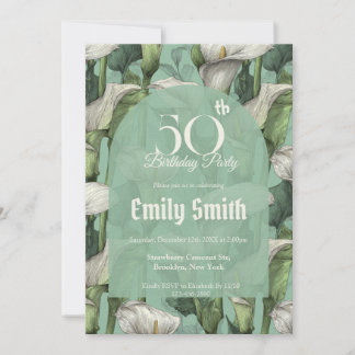 Minimalistic Call Lilies Charm Happy Birthday Einladung