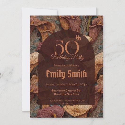 Minimalistic Call Lilies Charm Happy Birthday Einladung (Vorderseite)