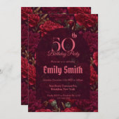 Minimalistic Carnation Accent 80Th Birthday Einladung (Vorne/Hinten)