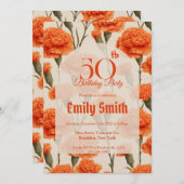 Minimalistic Carnation Luxury Girl’S Birthday Einladung (Vorne/Hinten)