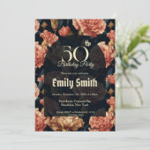 Minimalistic Carnation Sparkle 50Th Birthday Einladung (Stehend Vorderseite)