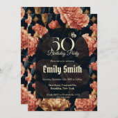 Minimalistic Carnation Sparkle 50Th Birthday Einladung (Vorne/Hinten)