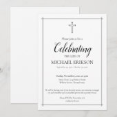 Minimalistic Celebration of Life Latin Cross Einladung (Vorne/Hinten)