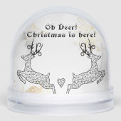 Minimalistic Christmas Reindeers Black White Decor Schneekugeln (Vorderseite)