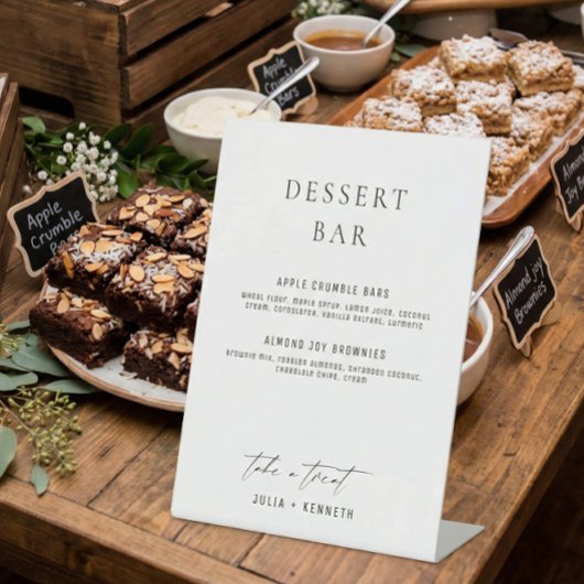 Minimalistic Classy Dessert Menu Wedding Sign Sockelschild