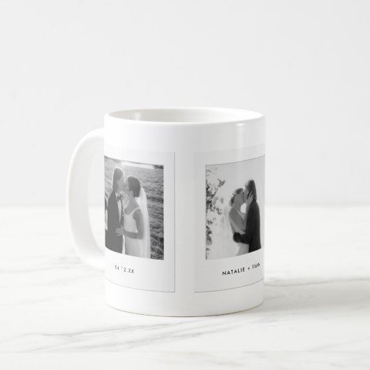 Minimalistic Couple 3 Polaroid Photos Wedding Kaffeetasse (Vorderseite Links)