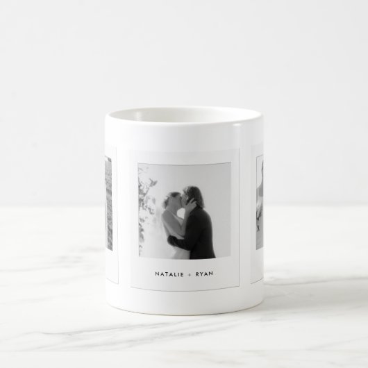 Minimalistic Couple 3 Polaroid Photos Wedding Kaffeetasse (Mittel)