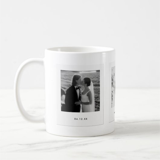 Minimalistic Couple 3 Polaroid Photos Wedding Kaffeetasse (Links)