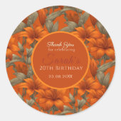 Minimalistic Custom Lilies Floral Birthday Runder Aufkleber (Vorderseite)