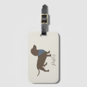 Minimalistic Dackel-Silhouette mit dem Namen des Gepäckanhänger (Vorderseite Vertikal)