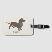 Minimalistic Dackel-Silhouette mit dem Namen des Gepäckanhänger (Vorderseite (Horizontal))