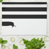 Minimalistic Dackel-Silhouette - Schwarzes auf Geschirrtuch (Gefaltet)