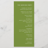 Minimalistic Dark Olive Green Wedding Ceremony Programm (Rückseite)